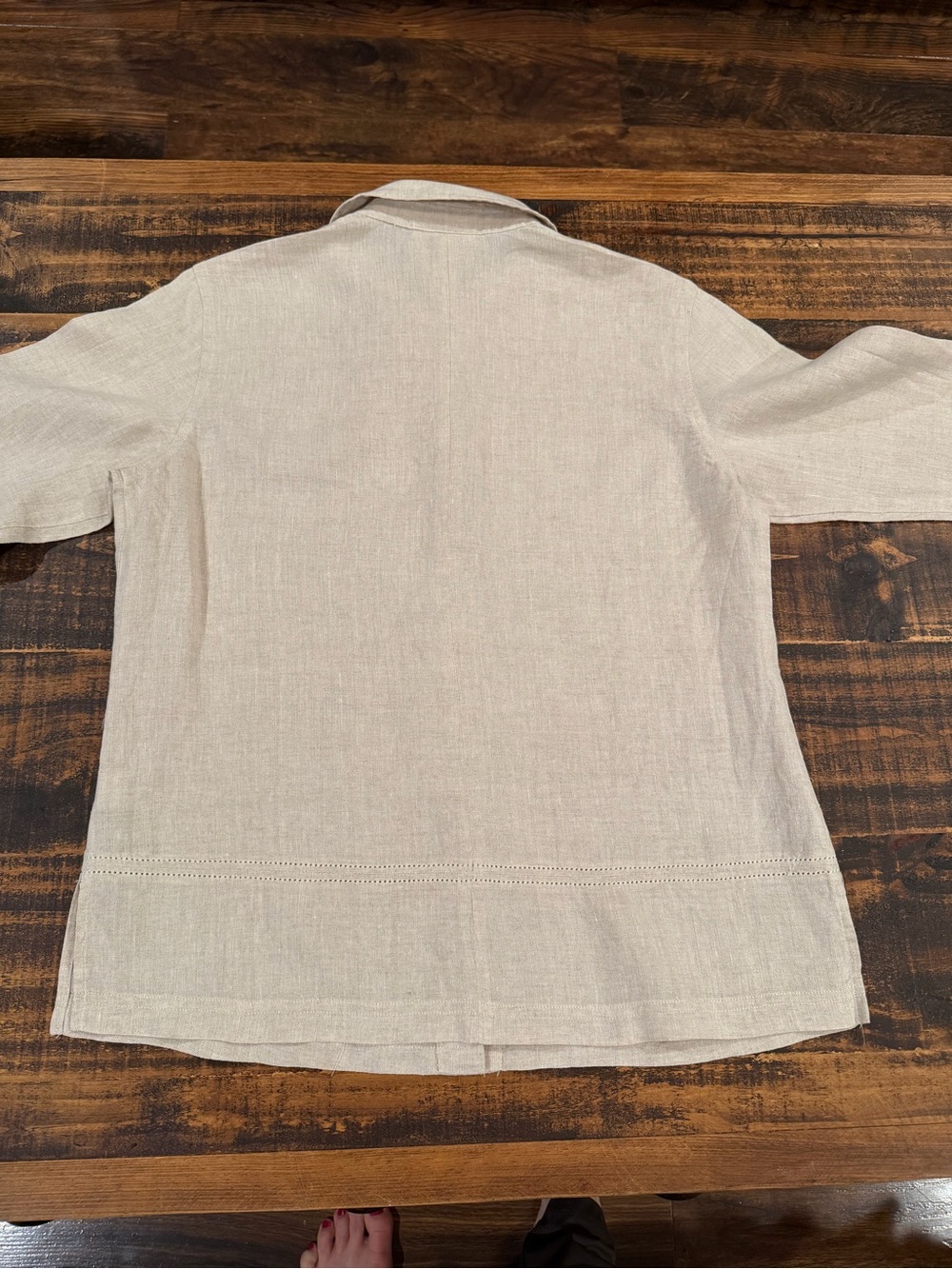 Talbots Neutral Beige Linen-Blend Button-Down Shirt - Picture 7 of 7